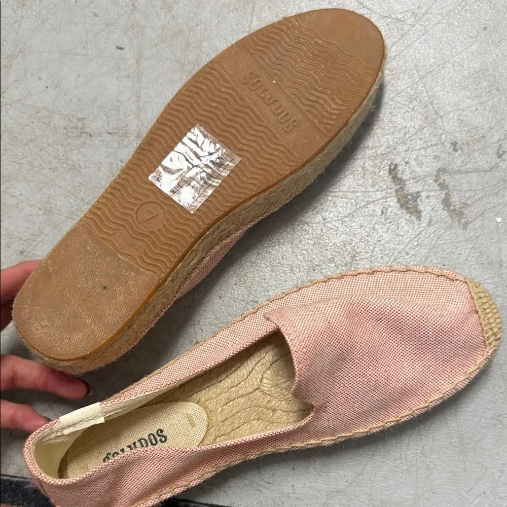 Pink Espadrille Flats SOLUDOS Slip On Shoes Size 7 LIKE NEW